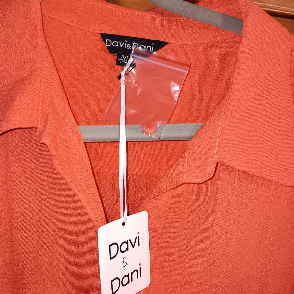 Davi and Dani 3xl Vibrant Orange Rayon/Polyester Dress - Picture 2 of 10